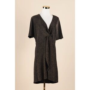 Sz L Show Me Your Mumu Black & Gold Get Twisted Mini Coktail Dress NWT